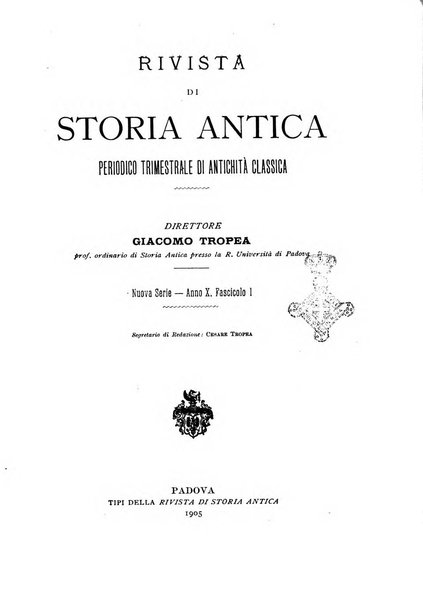 Rivista di storia antica periodico trimestrale di antichità classica