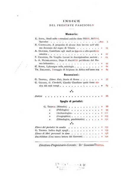 Rivista di storia antica e scienze affini