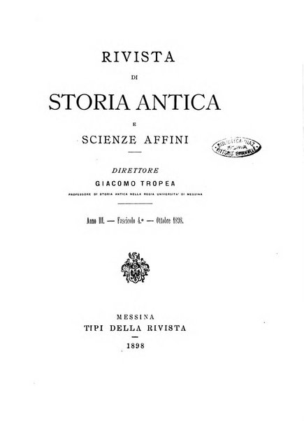 Rivista di storia antica e scienze affini