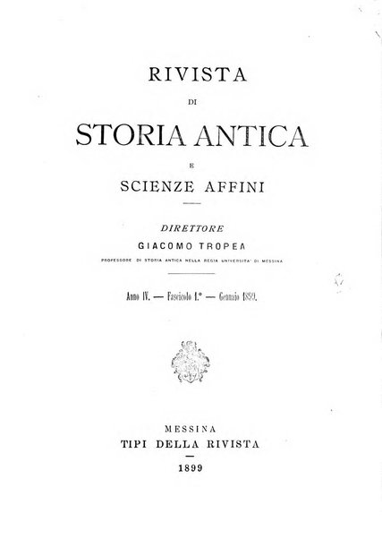 Rivista di storia antica e scienze affini