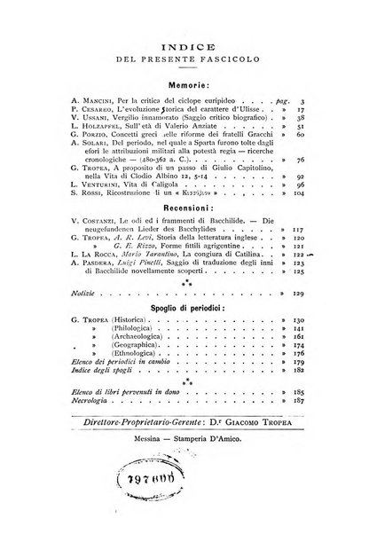 Rivista di storia antica e scienze affini