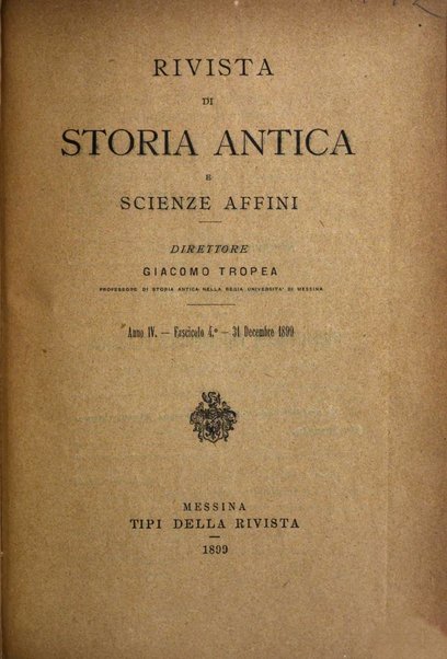 Rivista di storia antica e scienze affini