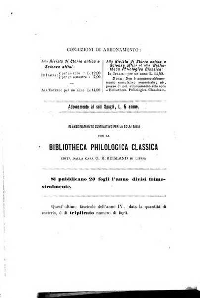 Rivista di storia antica e scienze affini