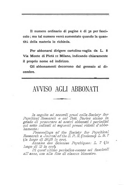 Rivista di studi psichici periodico mensile dedicato alle ricerche sperimentali e critiche sui fenomeni di telepatia, chiaroveggenza, premonizione, medianita, ecc