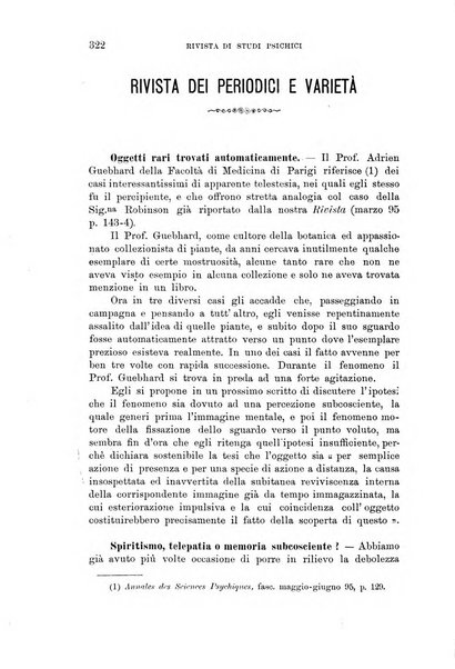 Rivista di studi psichici periodico mensile dedicato alle ricerche sperimentali e critiche sui fenomeni di telepatia, chiaroveggenza, premonizione, medianita, ecc