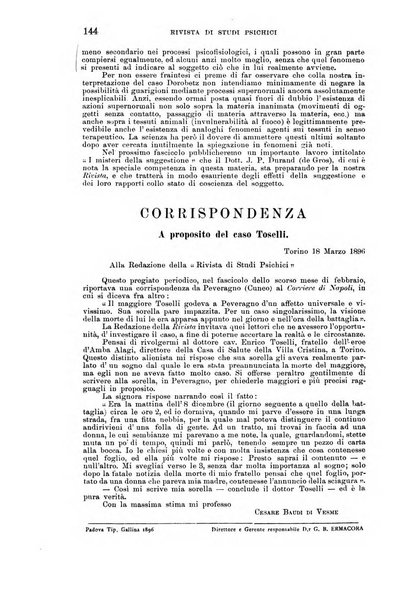 Rivista di studi psichici periodico mensile dedicato alle ricerche sperimentali e critiche sui fenomeni di telepatia, chiaroveggenza, premonizione, medianita, ecc