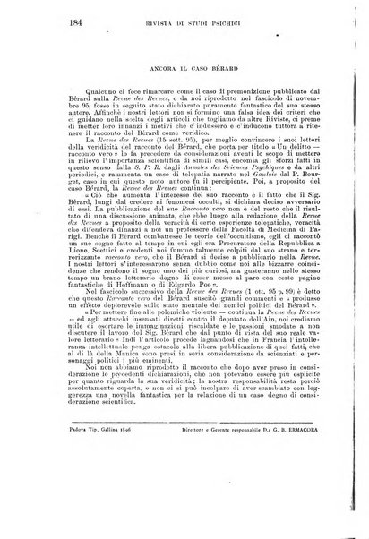 Rivista di studi psichici periodico mensile dedicato alle ricerche sperimentali e critiche sui fenomeni di telepatia, chiaroveggenza, premonizione, medianita, ecc