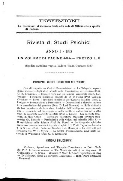 Rivista di studi psichici periodico mensile dedicato alle ricerche sperimentali e critiche sui fenomeni di telepatia, chiaroveggenza, premonizione, medianita, ecc