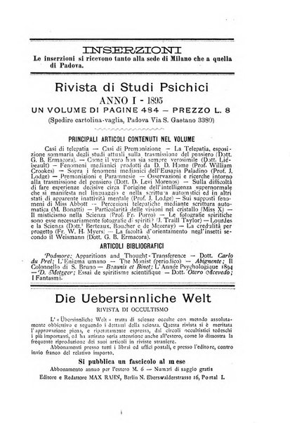 Rivista di studi psichici periodico mensile dedicato alle ricerche sperimentali e critiche sui fenomeni di telepatia, chiaroveggenza, premonizione, medianita, ecc