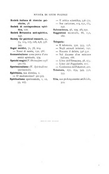 Rivista di studi psichici periodico mensile dedicato alle ricerche sperimentali e critiche sui fenomeni di telepatia, chiaroveggenza, premonizione, medianita, ecc