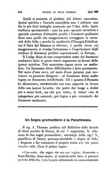 Rivista di studi psichici periodico mensile dedicato alle ricerche sperimentali e critiche sui fenomeni di telepatia, chiaroveggenza, premonizione, medianita, ecc