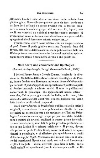 Rivista di studi psichici periodico mensile dedicato alle ricerche sperimentali e critiche sui fenomeni di telepatia, chiaroveggenza, premonizione, medianita, ecc