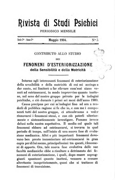 Rivista di studi psichici periodico mensile dedicato alle ricerche sperimentali e critiche sui fenomeni di telepatia, chiaroveggenza, premonizione, medianita, ecc