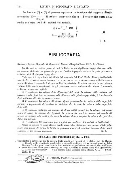 Rivista di topografia e catasto