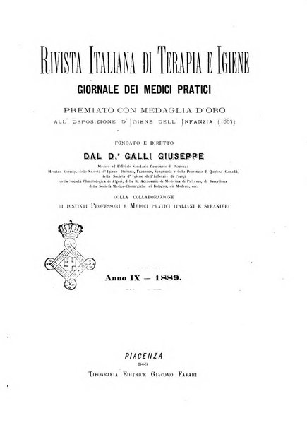 Rivista italiana di terapia e igiene giornale per i medici pratici