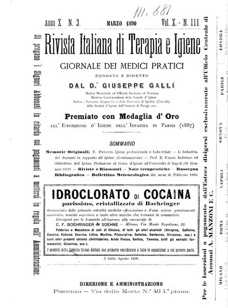 Rivista italiana di terapia e igiene giornale per i medici pratici