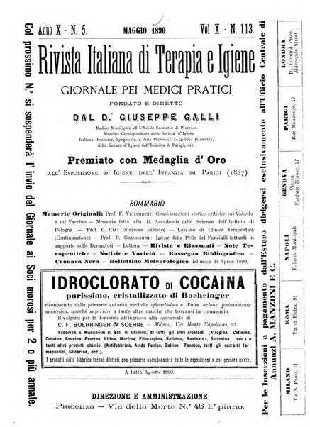 Rivista italiana di terapia e igiene giornale per i medici pratici