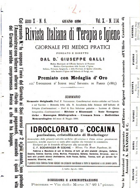 Rivista italiana di terapia e igiene giornale per i medici pratici