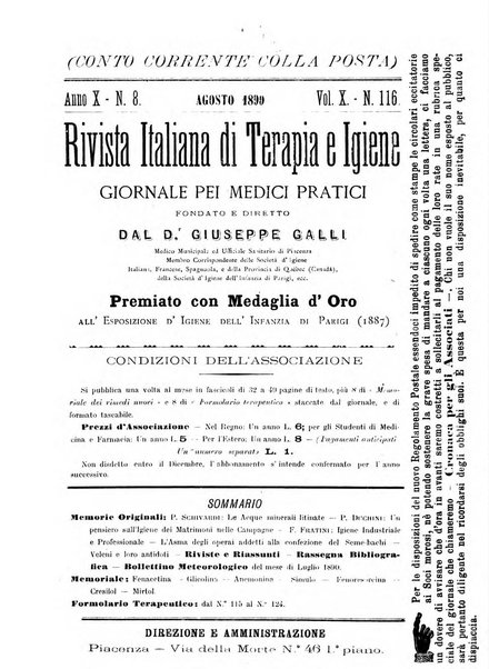 Rivista italiana di terapia e igiene giornale per i medici pratici