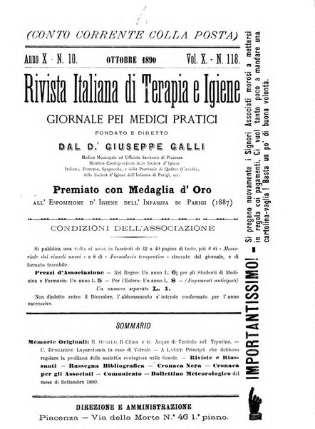 Rivista italiana di terapia e igiene giornale per i medici pratici