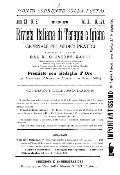 Rivista italiana di terapia e igiene giornale per i medici pratici