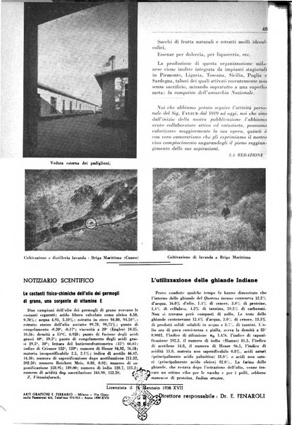 Rivista italiana essenze, profumi, piante officinali, olii vegetali, saponi organo di propaganda del gruppo produttori materie aromatiche della Federazione nazionale fascista degli industriali dei prodotti chimici