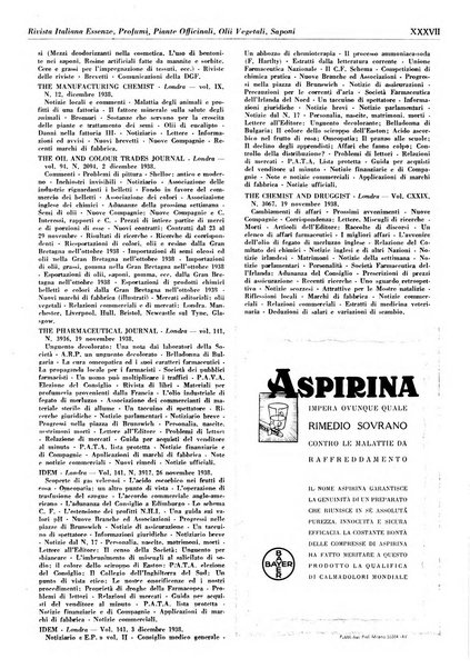 Rivista italiana essenze, profumi, piante officinali, olii vegetali, saponi organo di propaganda del gruppo produttori materie aromatiche della Federazione nazionale fascista degli industriali dei prodotti chimici