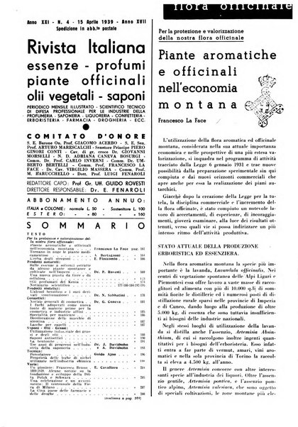 Rivista italiana essenze, profumi, piante officinali, olii vegetali, saponi organo di propaganda del gruppo produttori materie aromatiche della Federazione nazionale fascista degli industriali dei prodotti chimici