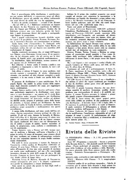 Rivista italiana essenze, profumi, piante officinali, olii vegetali, saponi organo di propaganda del gruppo produttori materie aromatiche della Federazione nazionale fascista degli industriali dei prodotti chimici