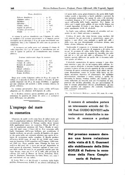 Rivista italiana essenze, profumi, piante officinali, olii vegetali, saponi organo di propaganda del gruppo produttori materie aromatiche della Federazione nazionale fascista degli industriali dei prodotti chimici