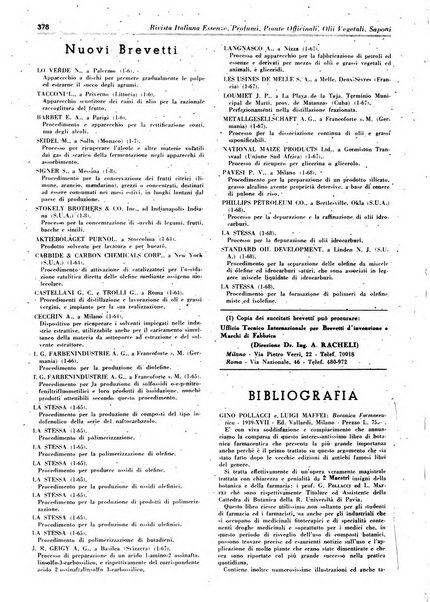 Rivista italiana essenze, profumi, piante officinali, olii vegetali, saponi organo di propaganda del gruppo produttori materie aromatiche della Federazione nazionale fascista degli industriali dei prodotti chimici