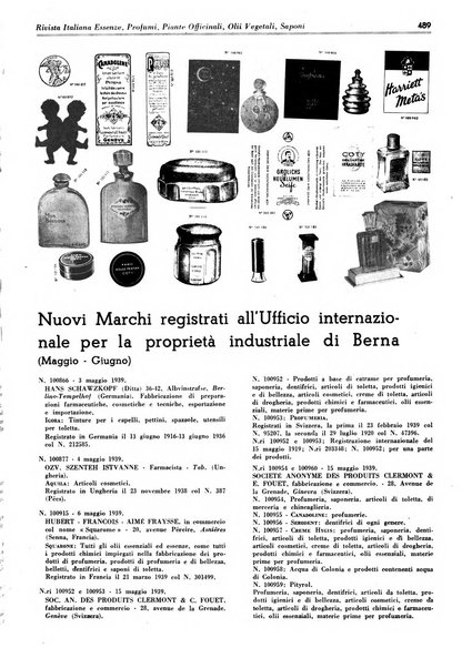 Rivista italiana essenze, profumi, piante officinali, olii vegetali, saponi organo di propaganda del gruppo produttori materie aromatiche della Federazione nazionale fascista degli industriali dei prodotti chimici