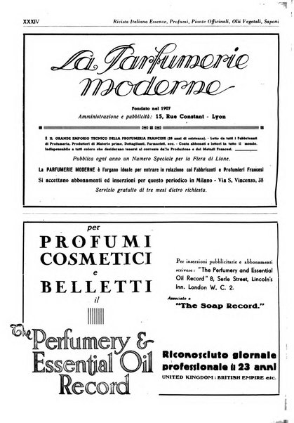 Rivista italiana essenze, profumi, piante officinali, olii vegetali, saponi organo di propaganda del gruppo produttori materie aromatiche della Federazione nazionale fascista degli industriali dei prodotti chimici