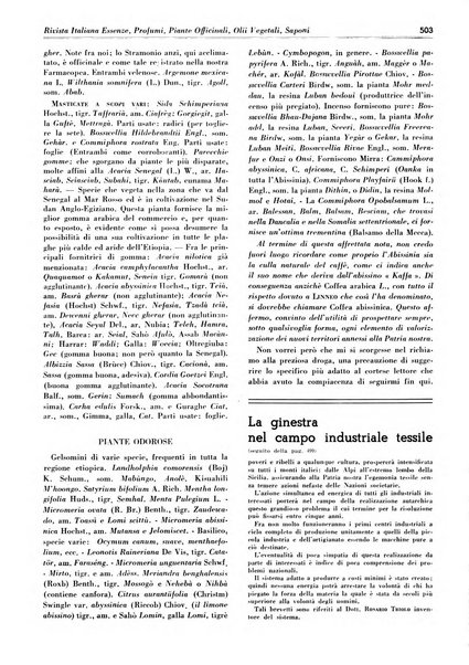 Rivista italiana essenze, profumi, piante officinali, olii vegetali, saponi organo di propaganda del gruppo produttori materie aromatiche della Federazione nazionale fascista degli industriali dei prodotti chimici