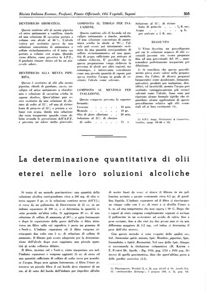 Rivista italiana essenze, profumi, piante officinali, olii vegetali, saponi organo di propaganda del gruppo produttori materie aromatiche della Federazione nazionale fascista degli industriali dei prodotti chimici