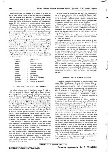 Rivista italiana essenze, profumi, piante officinali, olii vegetali, saponi organo di propaganda del gruppo produttori materie aromatiche della Federazione nazionale fascista degli industriali dei prodotti chimici