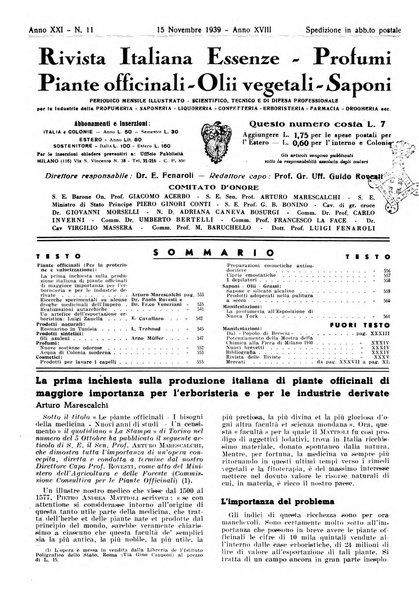 Rivista italiana essenze, profumi, piante officinali, olii vegetali, saponi organo di propaganda del gruppo produttori materie aromatiche della Federazione nazionale fascista degli industriali dei prodotti chimici