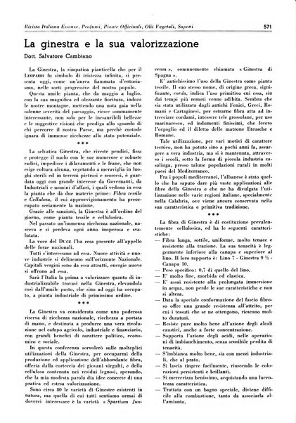 Rivista italiana essenze, profumi, piante officinali, olii vegetali, saponi organo di propaganda del gruppo produttori materie aromatiche della Federazione nazionale fascista degli industriali dei prodotti chimici