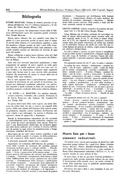 Rivista italiana essenze, profumi, piante officinali, olii vegetali, saponi organo di propaganda del gruppo produttori materie aromatiche della Federazione nazionale fascista degli industriali dei prodotti chimici