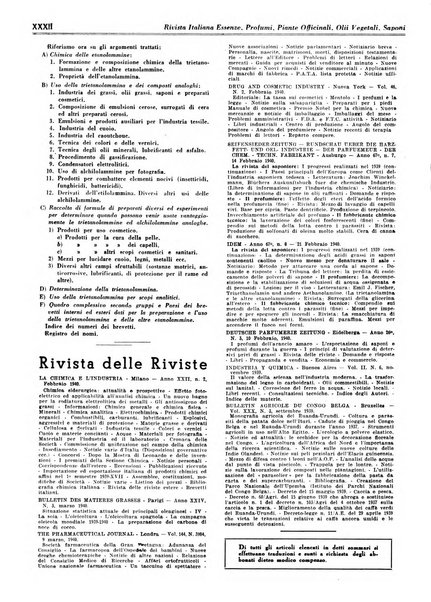 Rivista italiana essenze, profumi, piante officinali, olii vegetali, saponi organo di propaganda del gruppo produttori materie aromatiche della Federazione nazionale fascista degli industriali dei prodotti chimici