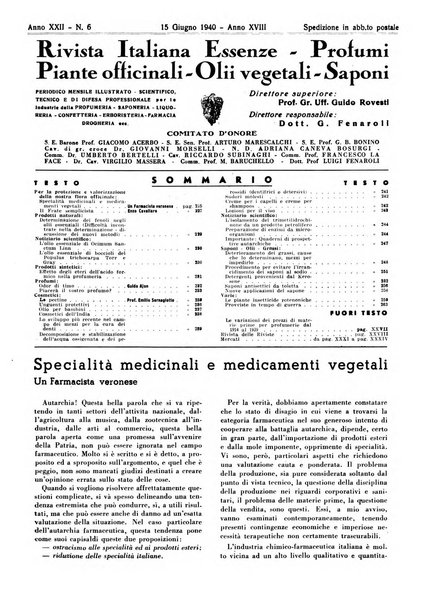 Rivista italiana essenze, profumi, piante officinali, olii vegetali, saponi organo di propaganda del gruppo produttori materie aromatiche della Federazione nazionale fascista degli industriali dei prodotti chimici