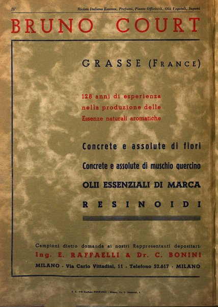 Rivista italiana essenze, profumi, piante officinali, olii vegetali, saponi organo di propaganda del gruppo produttori materie aromatiche della Federazione nazionale fascista degli industriali dei prodotti chimici