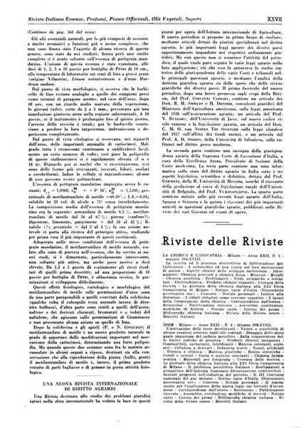 Rivista italiana essenze, profumi, piante officinali, olii vegetali, saponi organo di propaganda del gruppo produttori materie aromatiche della Federazione nazionale fascista degli industriali dei prodotti chimici