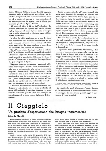 Rivista italiana essenze, profumi, piante officinali, olii vegetali, saponi organo di propaganda del gruppo produttori materie aromatiche della Federazione nazionale fascista degli industriali dei prodotti chimici