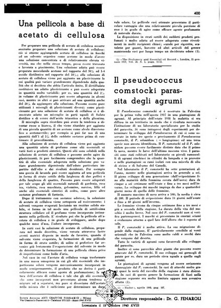 Rivista italiana essenze, profumi, piante officinali, olii vegetali, saponi organo di propaganda del gruppo produttori materie aromatiche della Federazione nazionale fascista degli industriali dei prodotti chimici