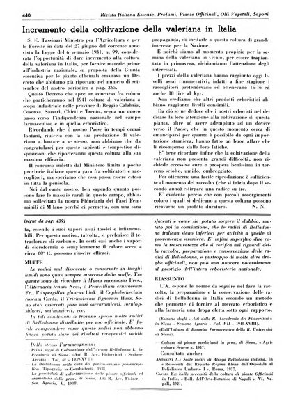 Rivista italiana essenze, profumi, piante officinali, olii vegetali, saponi organo di propaganda del gruppo produttori materie aromatiche della Federazione nazionale fascista degli industriali dei prodotti chimici