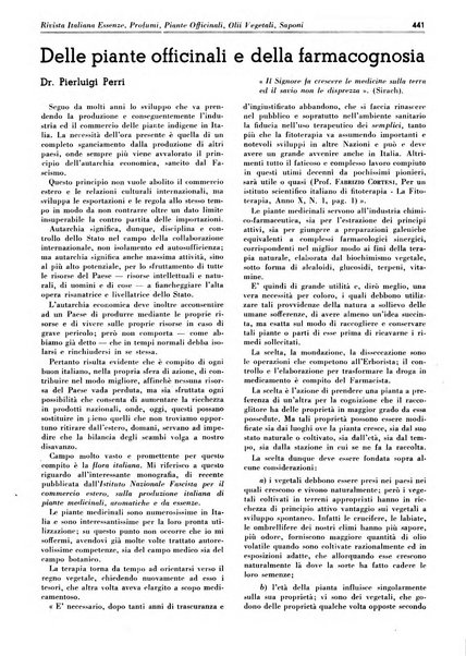 Rivista italiana essenze, profumi, piante officinali, olii vegetali, saponi organo di propaganda del gruppo produttori materie aromatiche della Federazione nazionale fascista degli industriali dei prodotti chimici