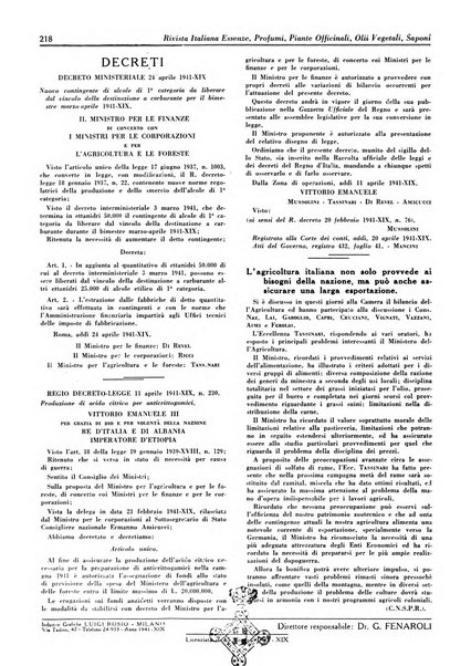 Rivista italiana essenze, profumi, piante officinali, olii vegetali, saponi organo di propaganda del gruppo produttori materie aromatiche della Federazione nazionale fascista degli industriali dei prodotti chimici