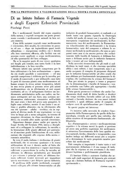 Rivista italiana essenze, profumi, piante officinali, olii vegetali, saponi organo di propaganda del gruppo produttori materie aromatiche della Federazione nazionale fascista degli industriali dei prodotti chimici