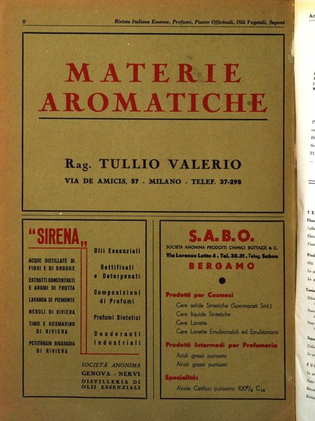 Rivista italiana essenze, profumi, piante officinali, olii vegetali, saponi organo di propaganda del gruppo produttori materie aromatiche della Federazione nazionale fascista degli industriali dei prodotti chimici